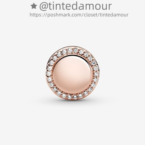 Pandora Engravable Sparkling Button Charm - Picture 4 of 6